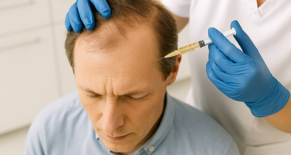 Traitement de l’alopécie chez l’homme par injection.