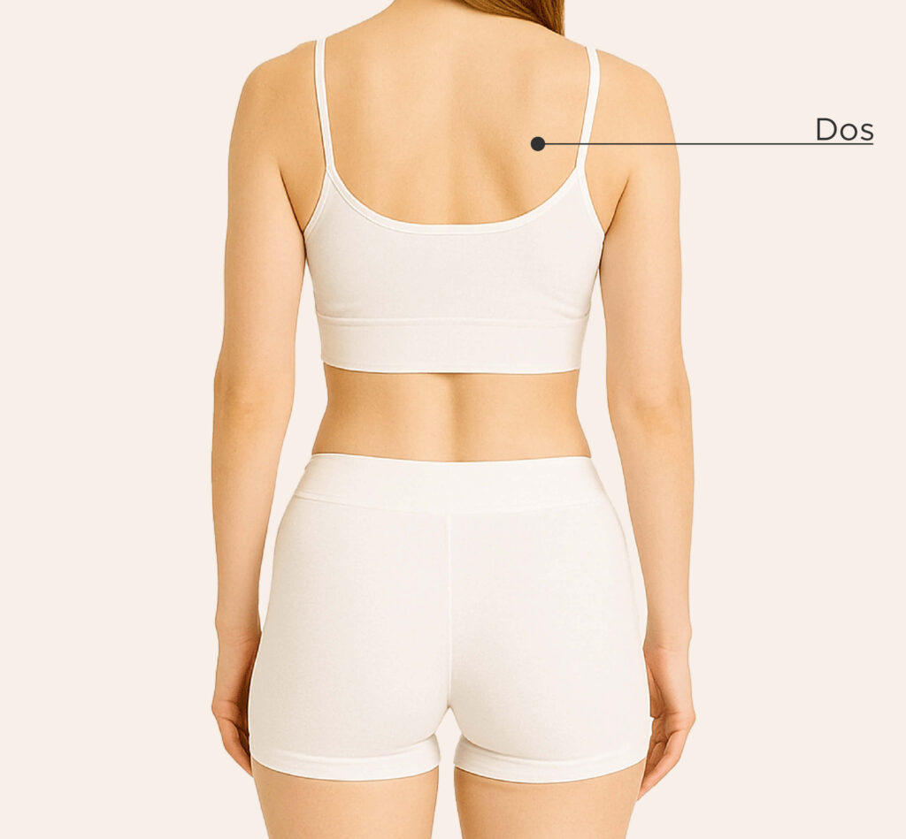 Zones traitables pour le traitement Peeling ZO Skin chez la femme : dos.