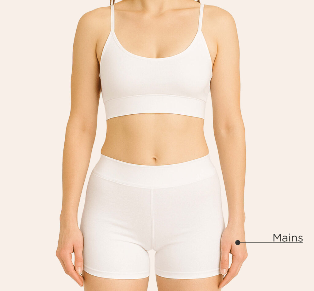 Zones traitables avec Skinvive chez la femme : mains.
